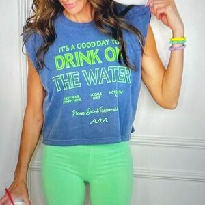It’s A Good Day To Drink On The Water Tank in Faded Navy
